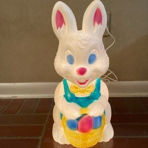 Vintage Blow Mold light up Easter Bunny 19” Tall